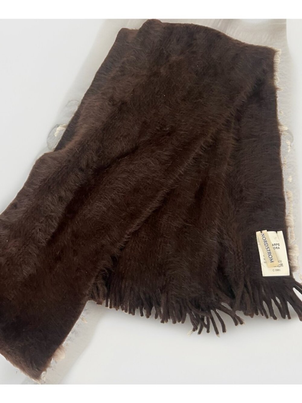 Vintage Nordstrom Angora Rabbit Scarf Brown Soft Made In France